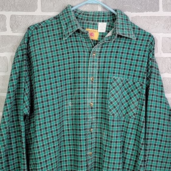 Red Oak Ranch Western Wear Apparel Blue Flannel Style Button Down Men's M Tall - Picture 3 of 11